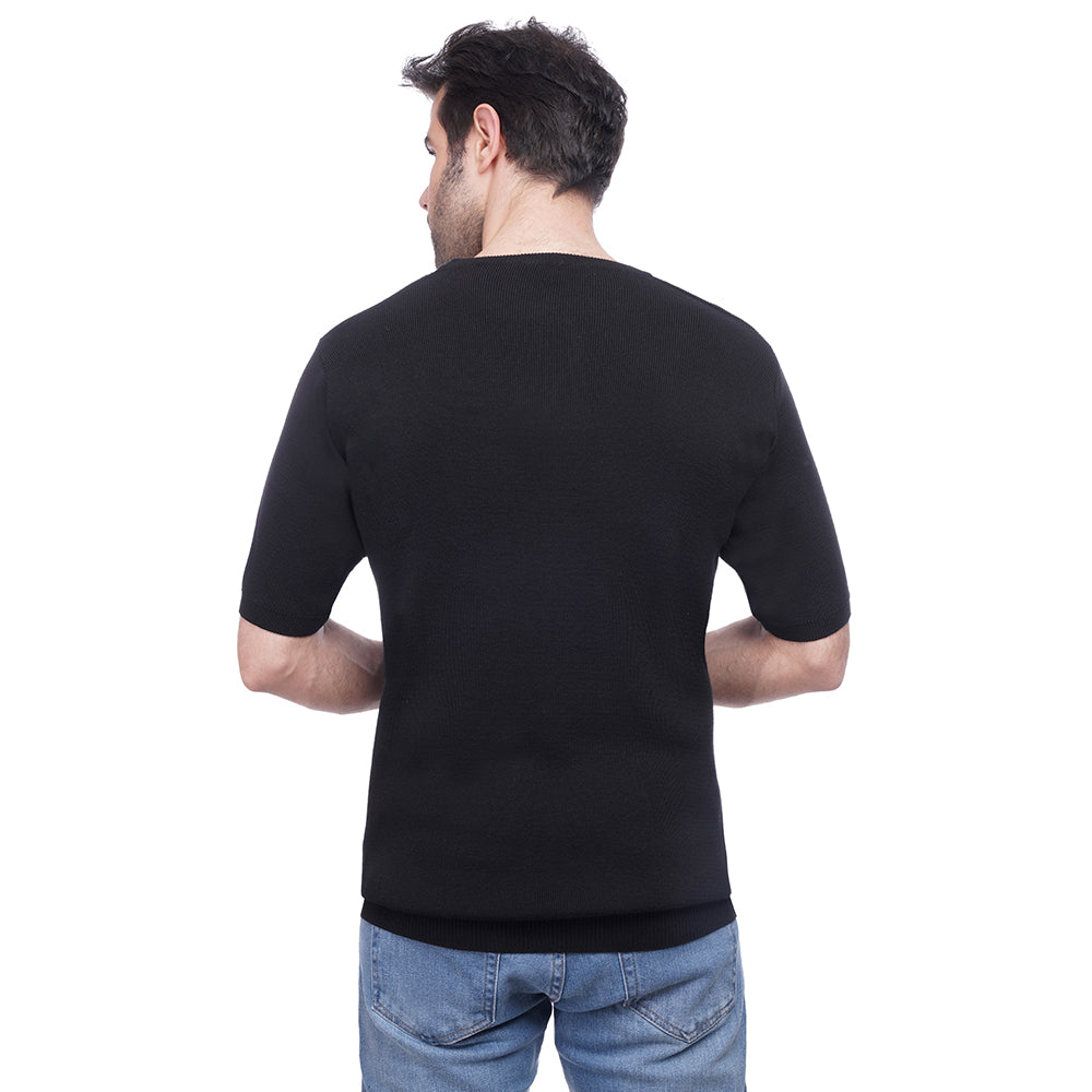 Coup Men Plain Woven T-Shirt With Round Neck
