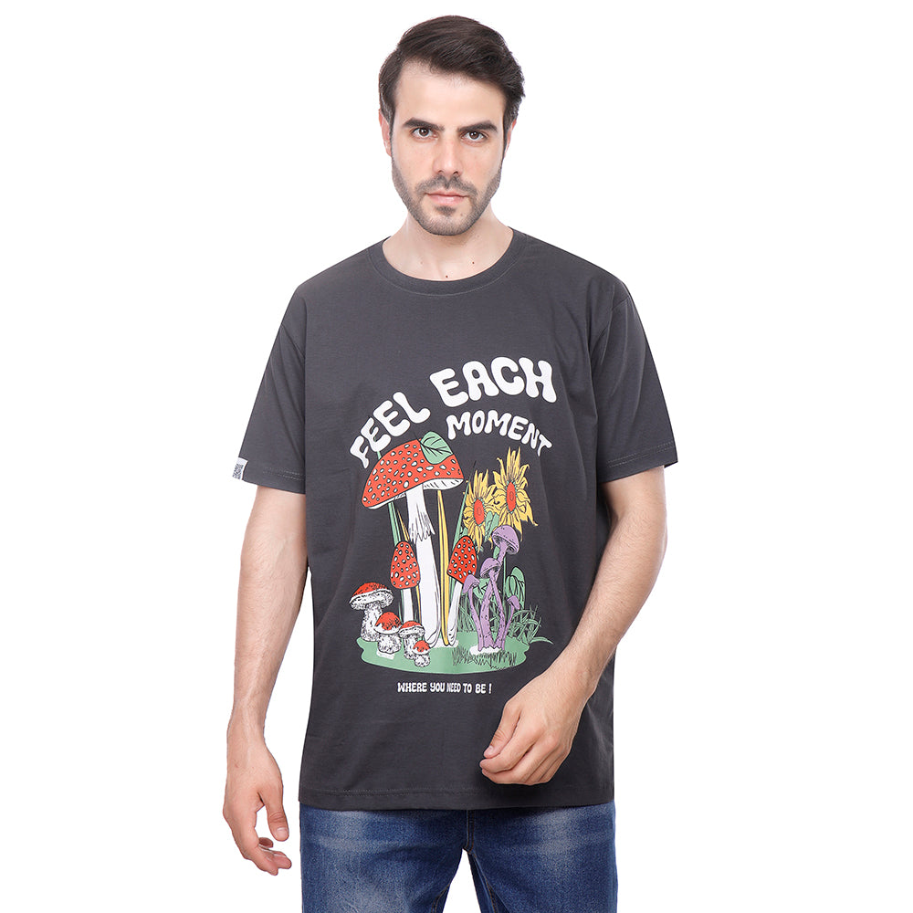 Coup Men Printed Single Jersey Loose Fit 1000884 S - Gray