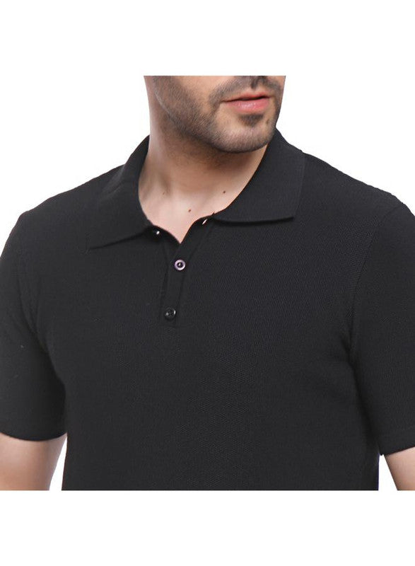 Coup Men Woven Polo-Shirt With Short Sleeves 1100223 S - Black