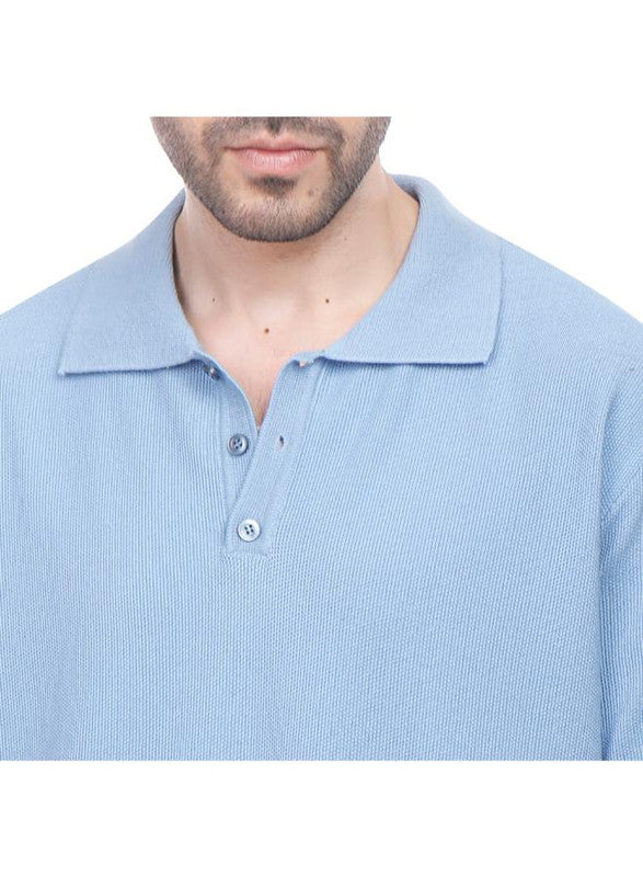 Coup Men Woven Polo-Shirt With Short Sleeves 1100223 S - Indigo