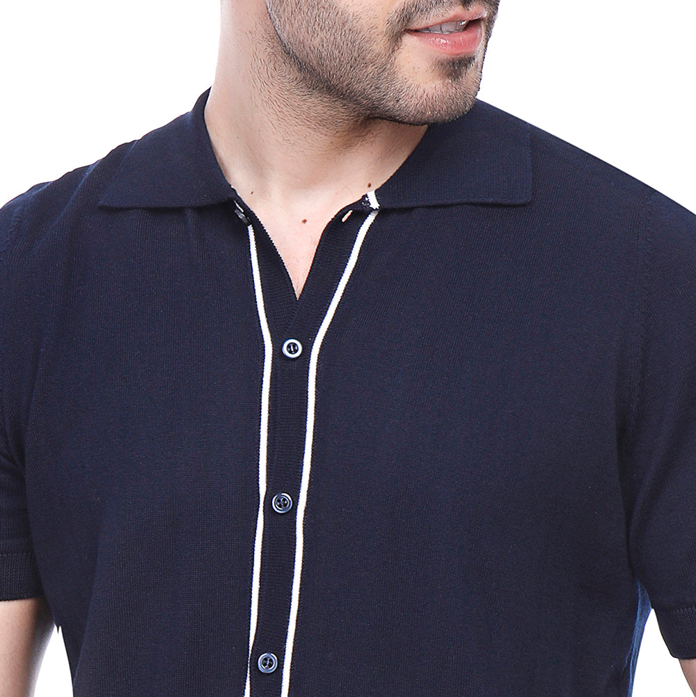 Coup Men Woven Poloshirt With Short Sleeves