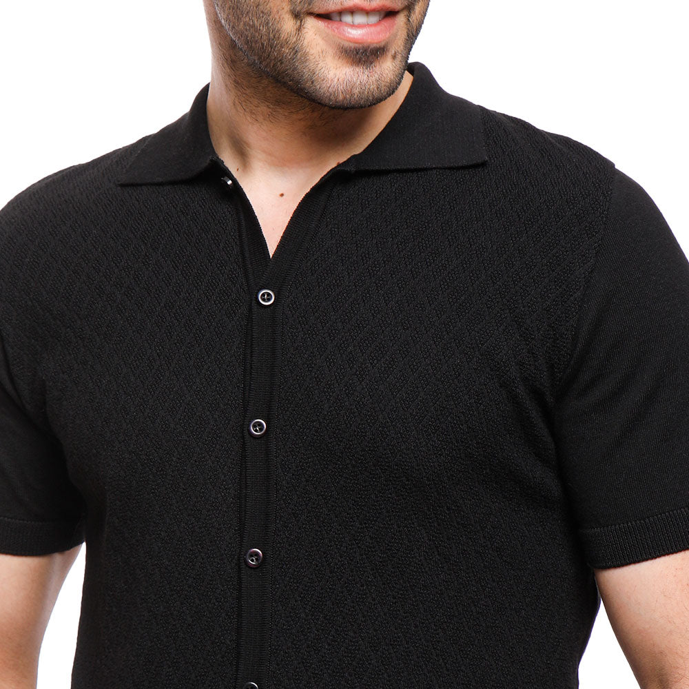 Coup Men Woven Poloshirt With Short Sleeves