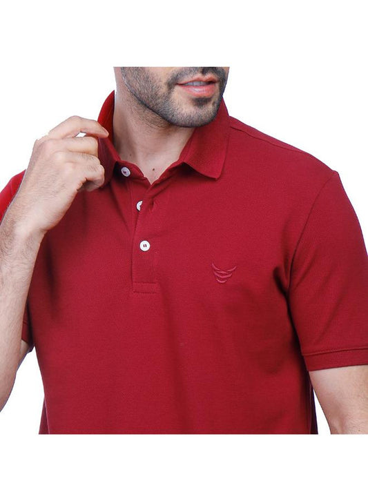 Coup Men Solid Polo-Shirt With Short Sleeves