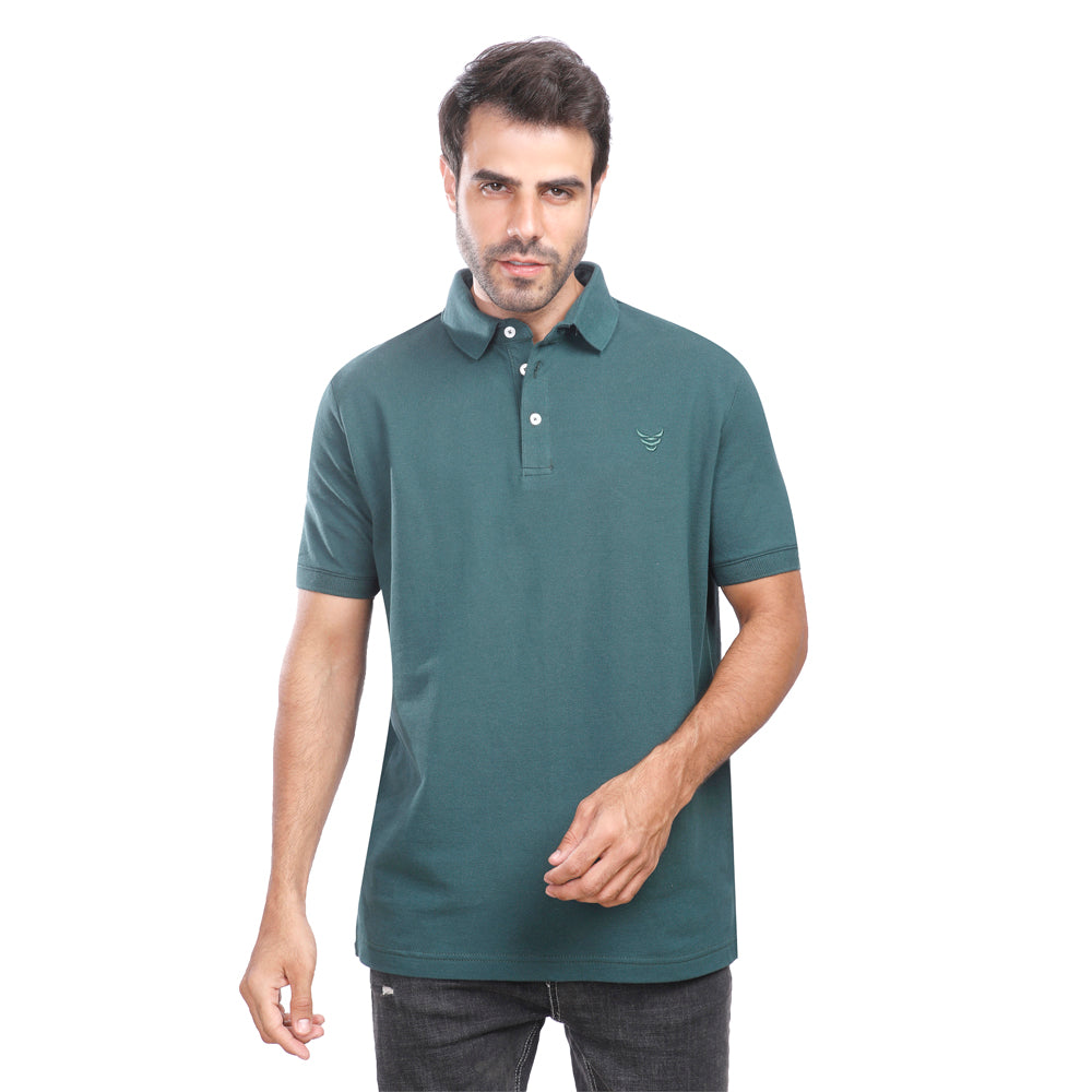 Coup Men Solid Poloshirt With Short Sleeves