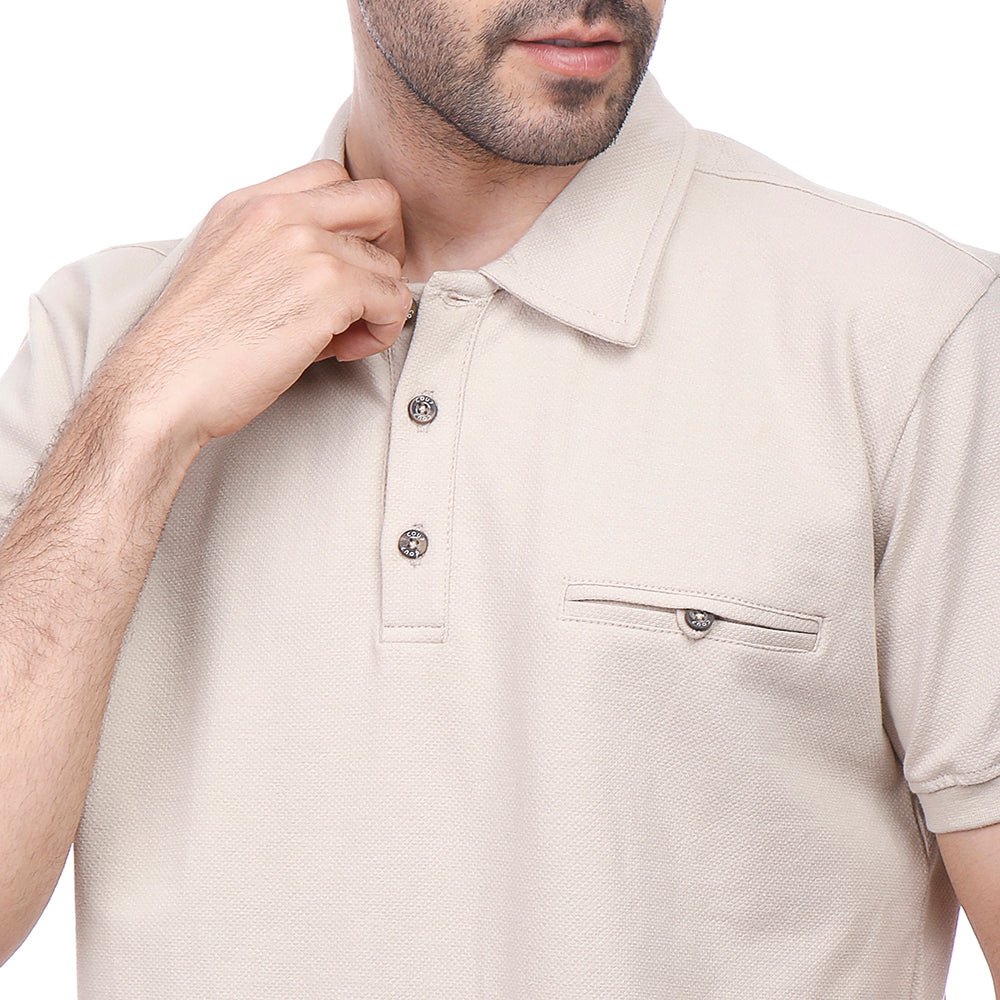 Coup Men Solid Poloshirt With Short Sleeves