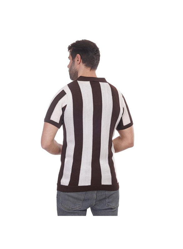 Coup Men Woven Polo-Shirt With Short Sleeves 1100253 S - Brown