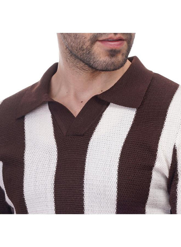 Coup Men Woven Polo-Shirt With Short Sleeves 1100253 S - Brown