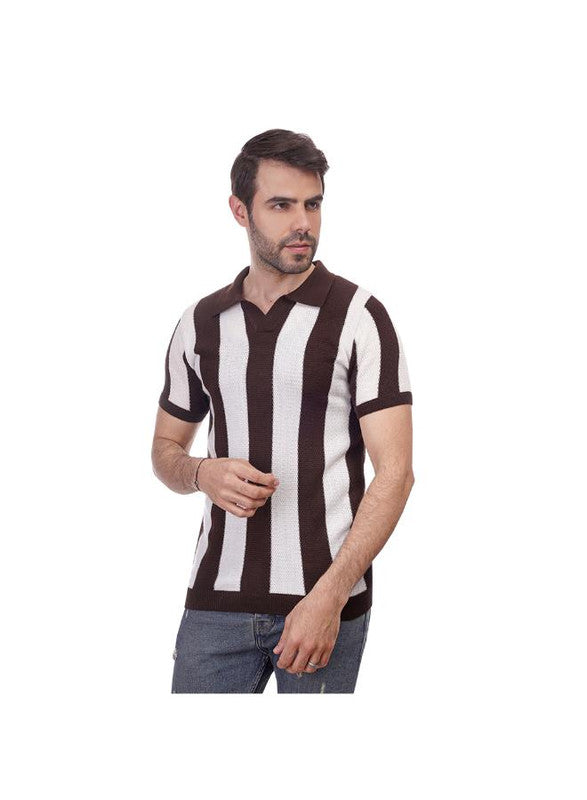 Coup Men Woven Polo-Shirt With Short Sleeves 1100253 S - Brown