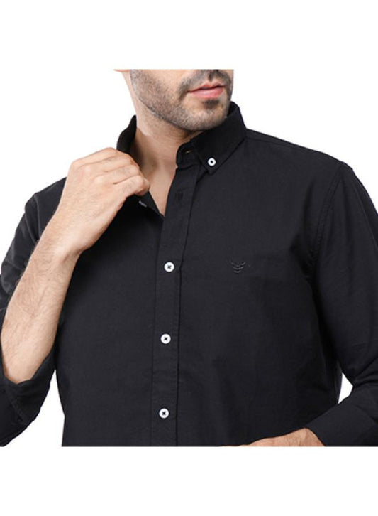 Coup Men Solid Oxford Shirt With Long Sleeves