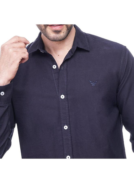 Coup Men Solid Oxford Shirt With Long Sleeves