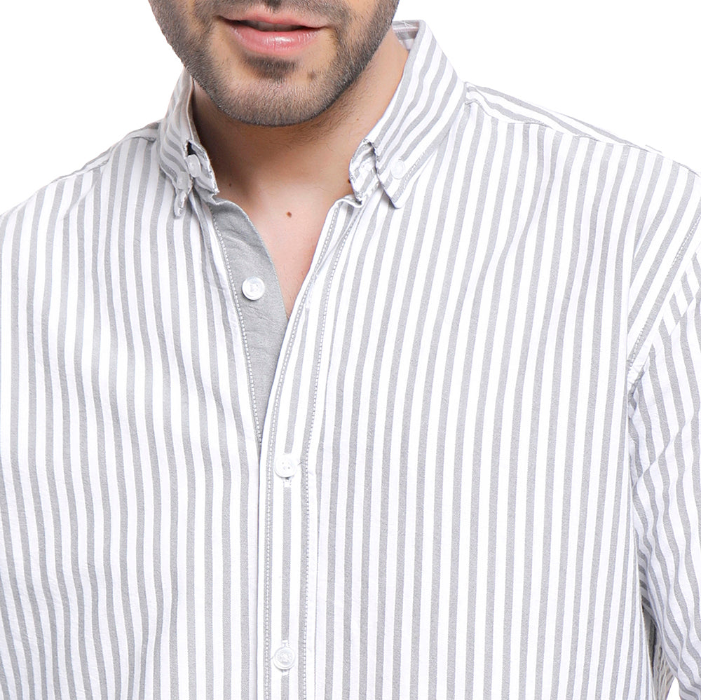 Coup Men Stripe Oxford Shirt With Long Sleeves