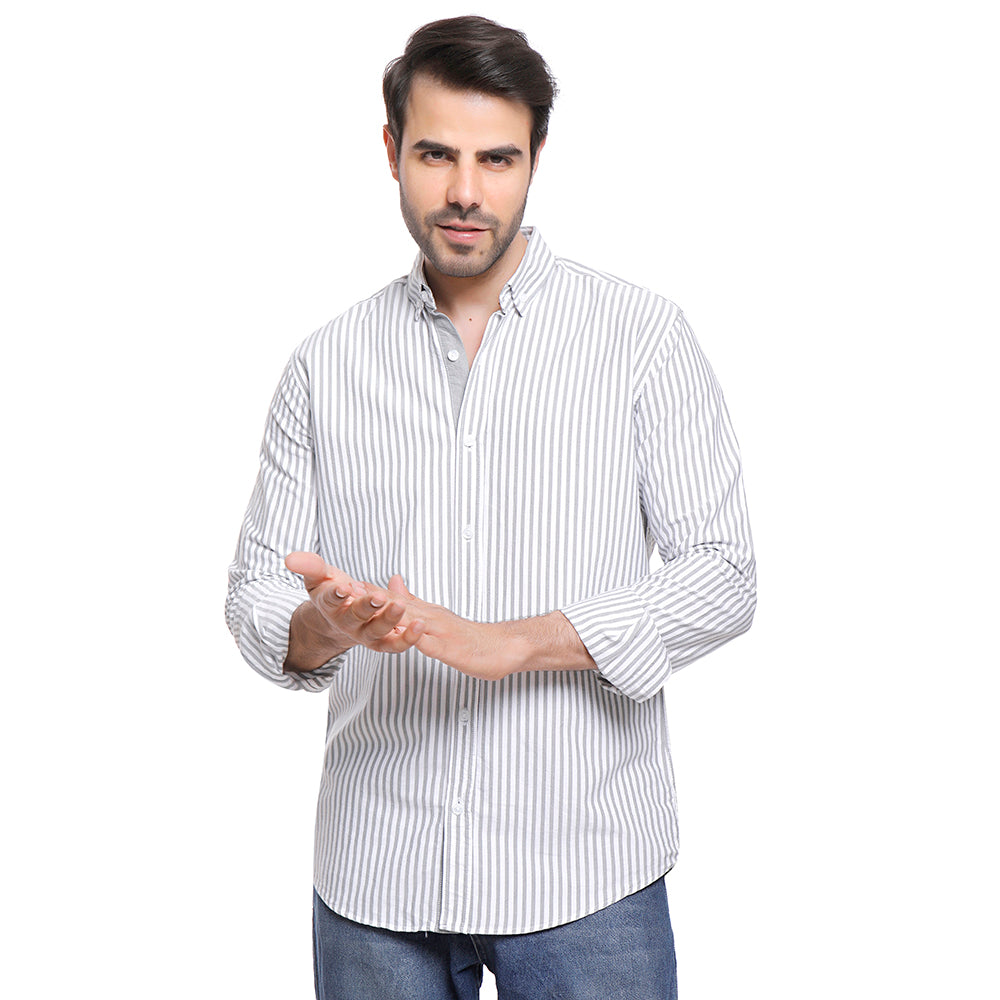 Coup Men Stripe Oxford Shirt With Long Sleeves