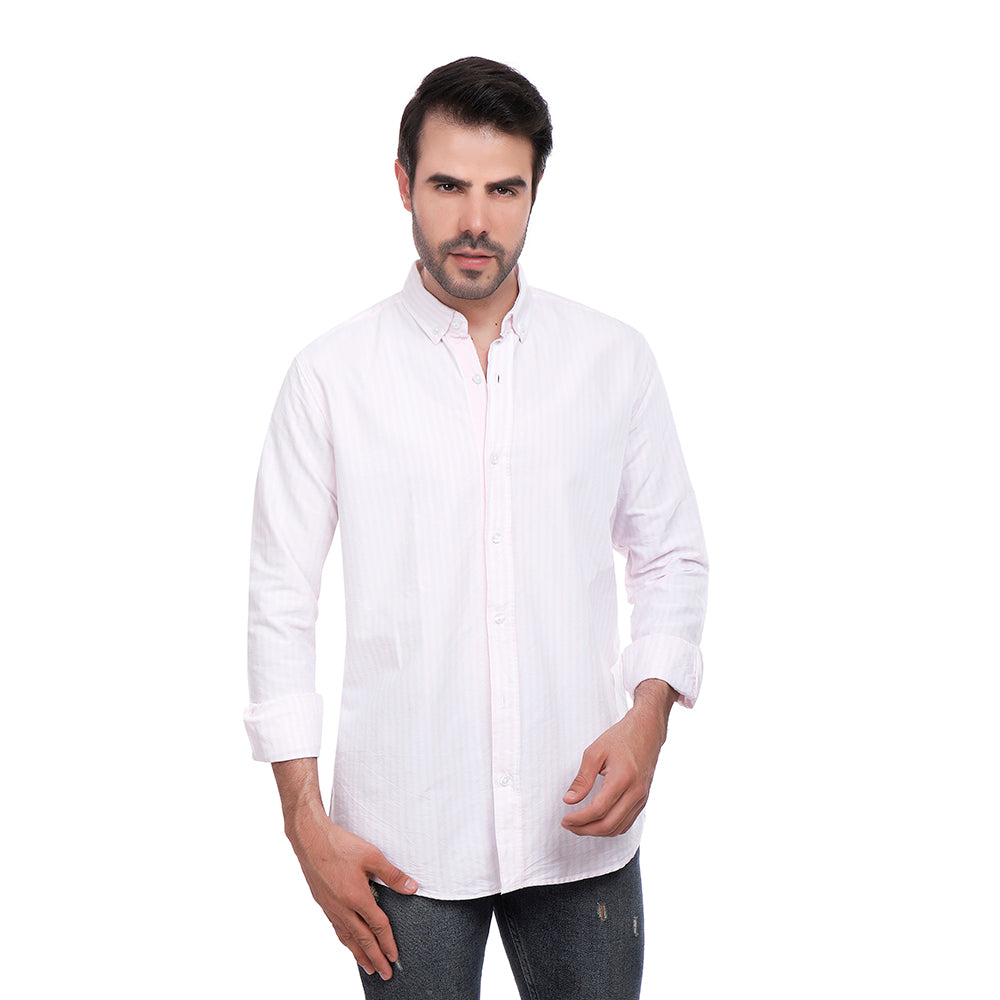 Coup Men Stripe Oxford Shirt With Long Sleeves