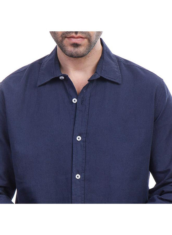 Coup Men Linen Shirt With Long Sleeves 1200343 2XL - Navy