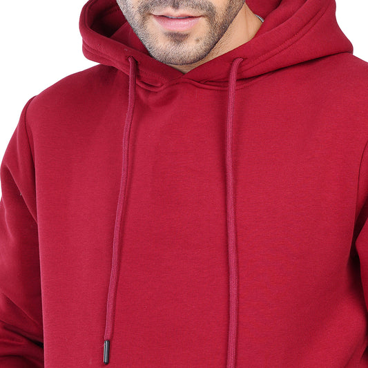 Coup Men Plain Hooded Sweat-Shirt With Long Sleeves