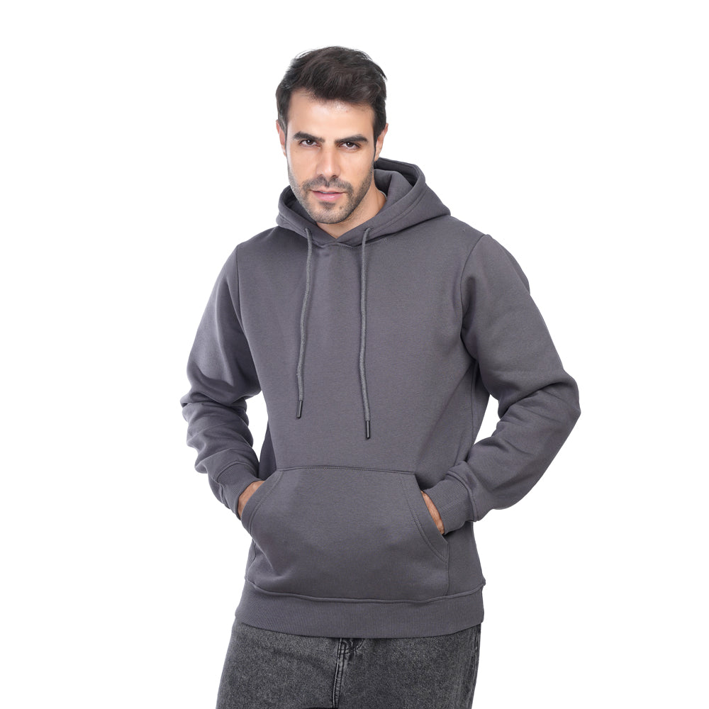 Coup Men Plain Hooded Sweat-Shirt With Long Sleeves