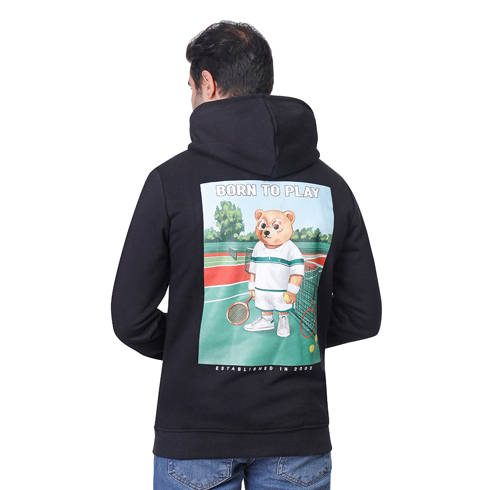 Coup Men Frontback Print Teddy Bear Sweat-Shirt With Hoodie