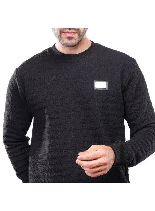 Coup Men Texture Crew Neck Sweatshirt 1600265 2XL - Black