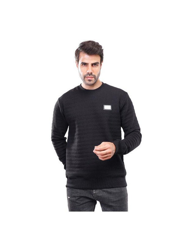 Coup Men Texture Crew Neck Sweatshirt 1600265 2XL - Black