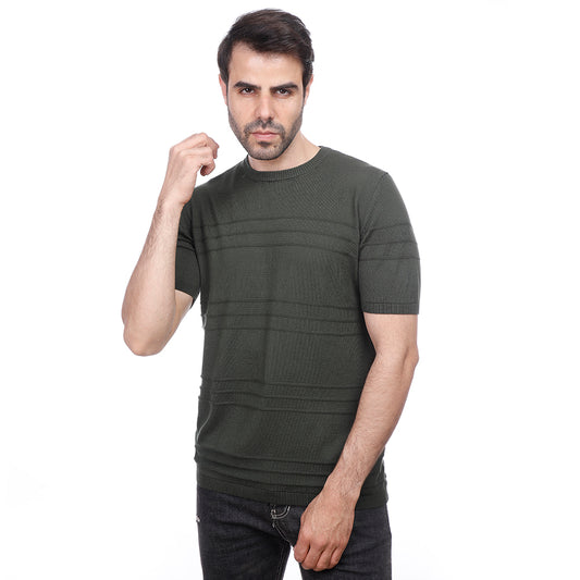 Coup Men Plain Woven T-Shirt With Round Neck