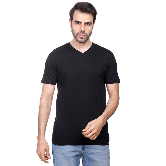 Coup Men Plain T-Shirt With V Neck And Short Sleeves