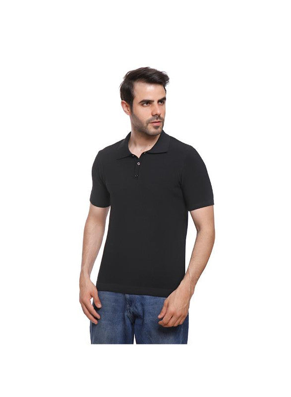 Coup Men Woven Polo-Shirt With Short Sleeves 1100223 S - Black