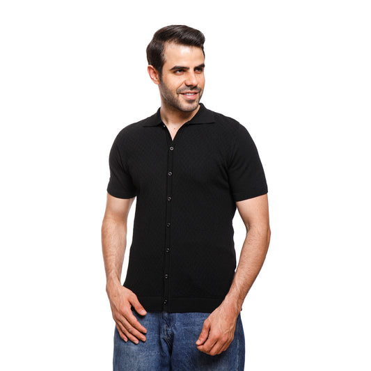 Coup Men Woven Poloshirt With Short Sleeves