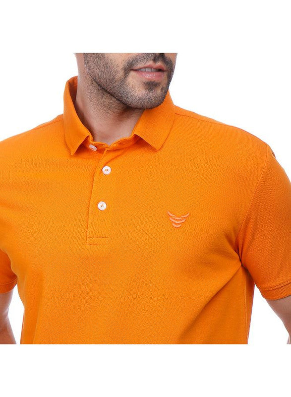 Coup Men Solid Polo-Shirt With Short Sleeves 1100238 2XL - Orange