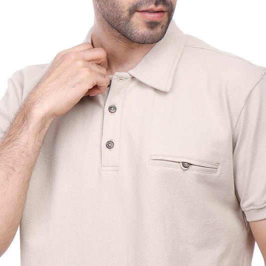 Coup Men Solid Poloshirt With Short Sleeves