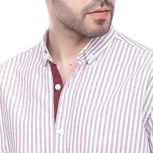 Coup Men Stripe Oxford Shirt With Long Sleeves