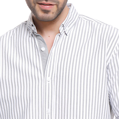 Coup Men Stripe Oxford Shirt With Long Sleeves