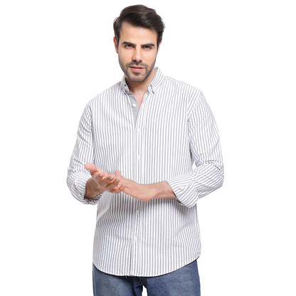 Coup Men Stripe Oxford Shirt With Long Sleeves