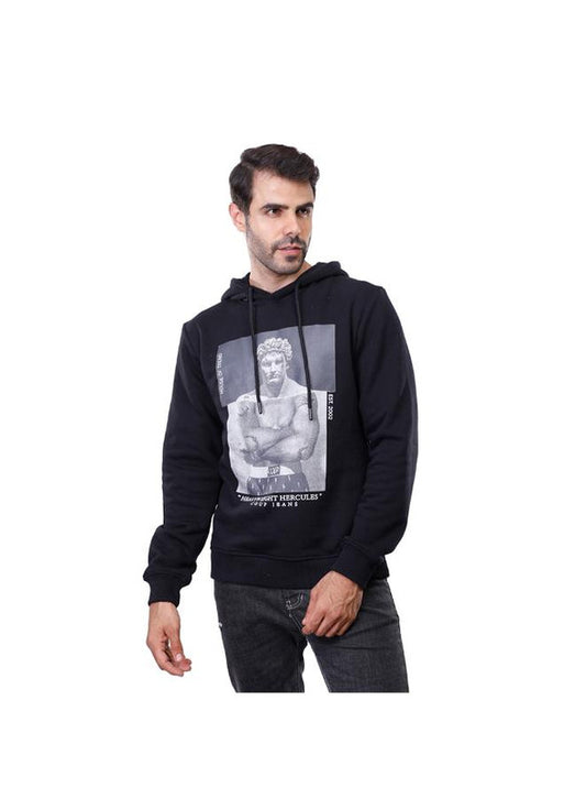 Coup Men Hooded Roman Print Sweatshirt With Long Sleeves 1600267 2XL - Black