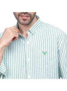 ⁦Coup Men Vertical Stripe Oxford Button Down Shirt⁩ - الصورة ⁦2⁩