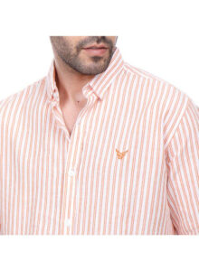 ⁦Coup Men Vertical Stripe Oxford Button Down Shirt⁩ - الصورة ⁦6⁩