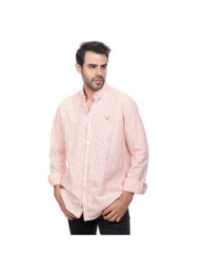 ⁦Coup Men Vertical Stripe Oxford Button Down Shirt⁩ - الصورة ⁦5⁩