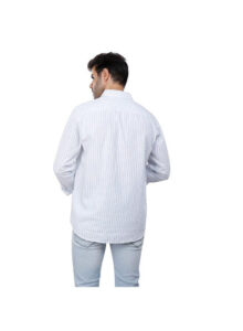 ⁦Coup Men Vertical Stripe Linen Button Down Shirt⁩ - الصورة ⁦3⁩