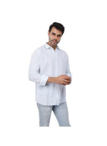 Coup Men Vertical Stripe Linen Button Down Shirt